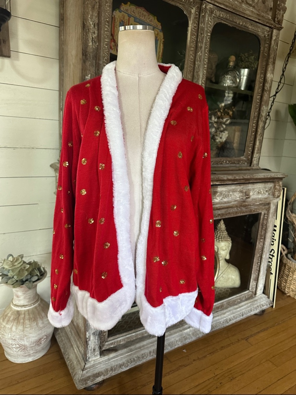 TIPSY ELVES MRS. CLAUS CARDIGAN SWEATER UGLY CHRISTMAS SWEATER XXL NEW NO BELT